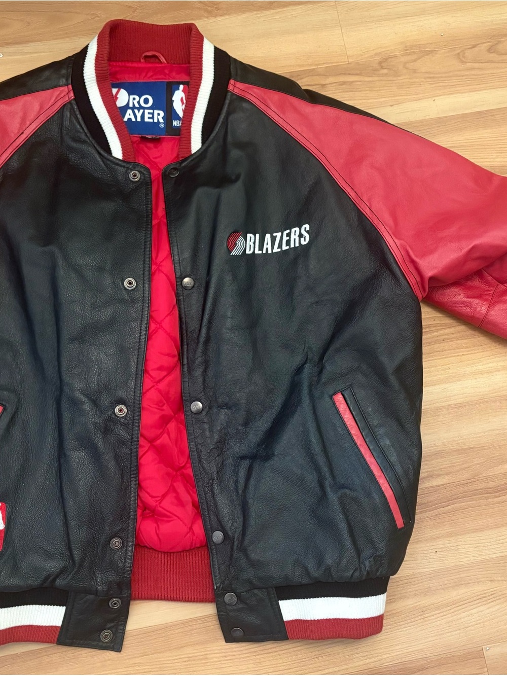NBA Portland Blazers Black and Red Varsity Bomber Jacket